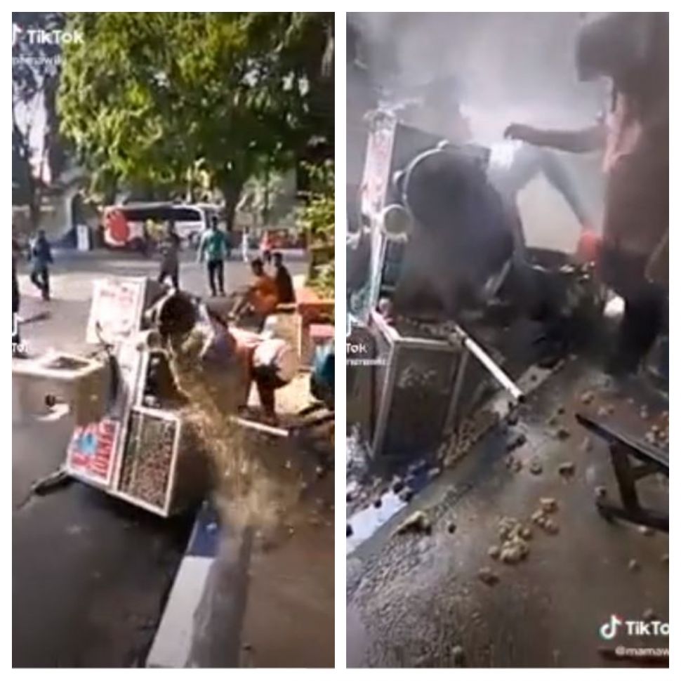 Pedagang bakso keliling jatuh (TikTok @mamawilu)