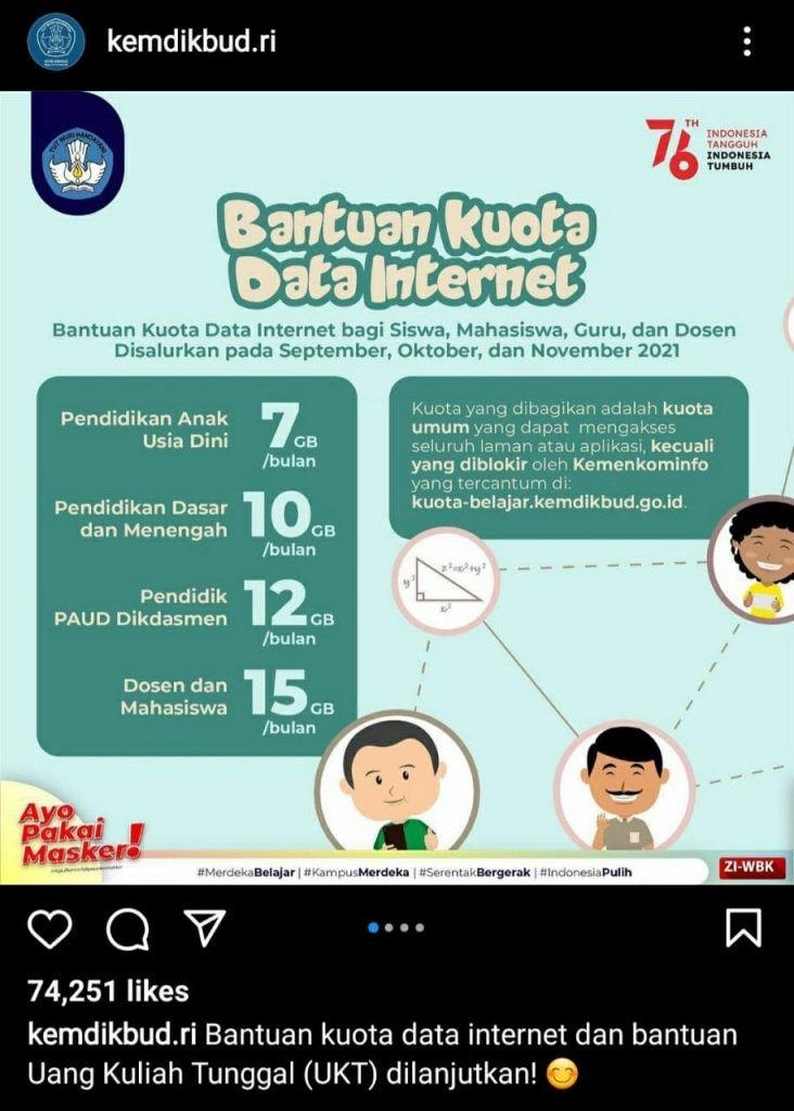 CEK FAKTA Kemendikbud Bagi-bagi Pulsa Rp 250 Ribu dan Kuota 75 GB. (Turnbackhoax.id)