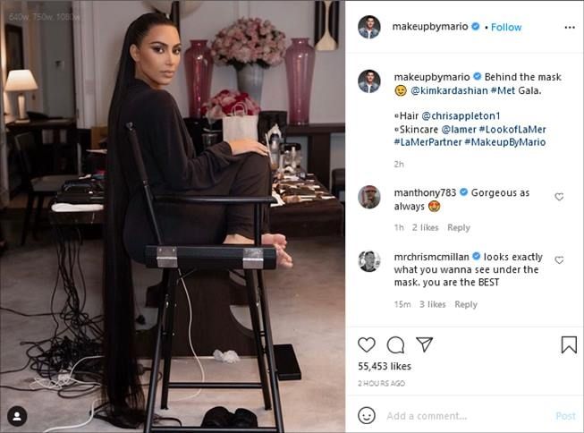 Momen Kim Kardashian dandan untuk Met Gala 2021. (Instagram/@makeupbymario)