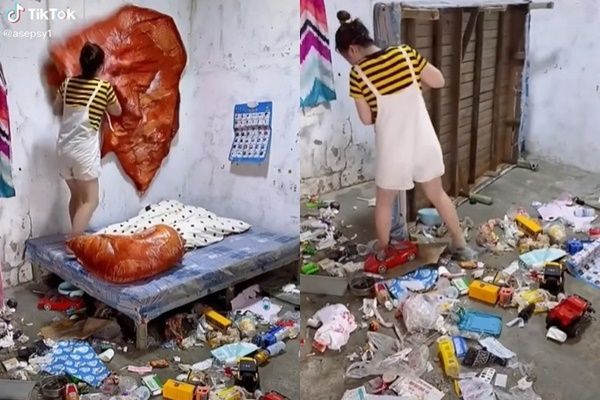 Viral Cewek Make Over Kamar yang Penuh Sampah. (TikTok)