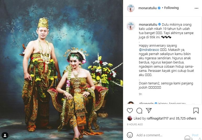 Indra Brasco dan Mona Ratuliu (instagram.com)