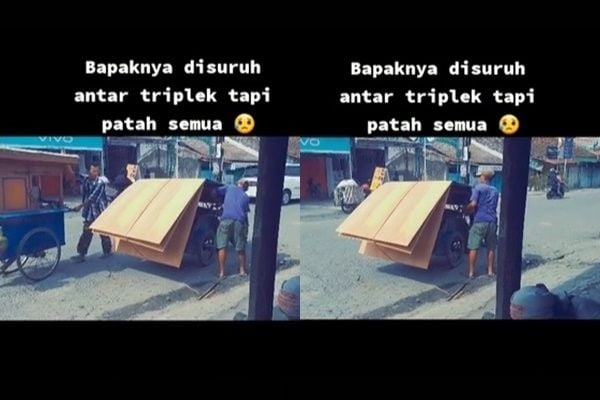 Viral Tukang Becak Disuruh Bawa Triplek Tapi Patah Semua. (TikTok)