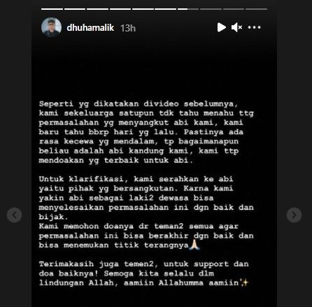 Unggahan Dhuha Malik (Instagram)