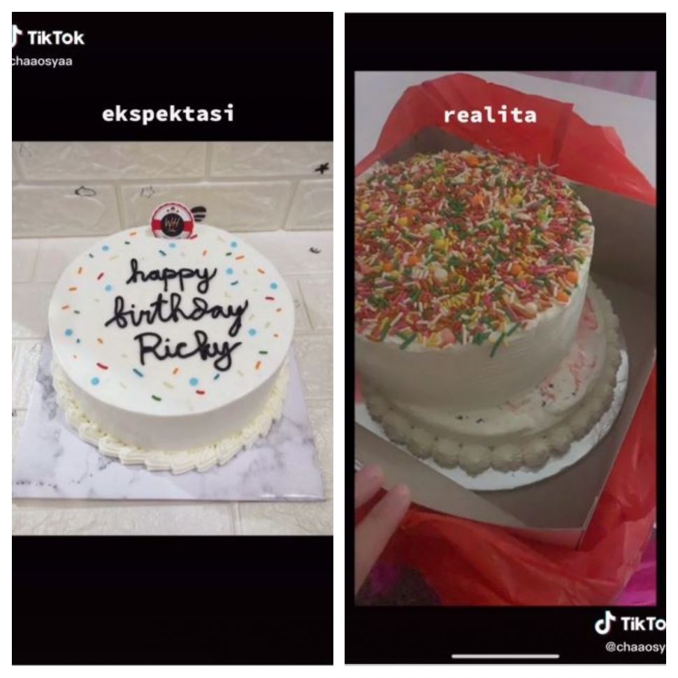 Kue tart tak sesuai ekspektasi (TikTok @chaaosyaa)