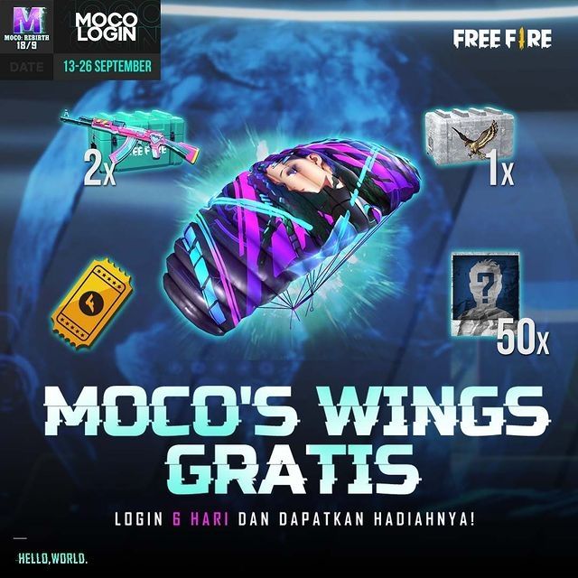 Skin Parachute Moco’s Wings, hadiah gratis Awakening Moco Rebirth Free Fire (instagram/freefirebgid)