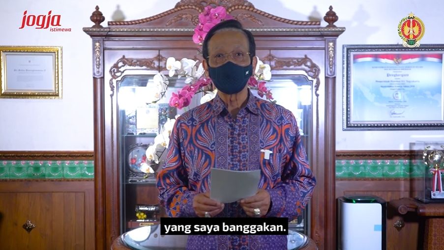  Sri Sultan Hamengku Buwono X (Gubernur DIY) saat menyampaikan sambutan di Pembukaan FKY 2021.