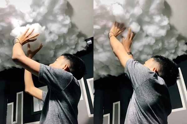 Viral Anak Kos Make Over Kamar Diberi Awan dan Kilat. (TikTok)