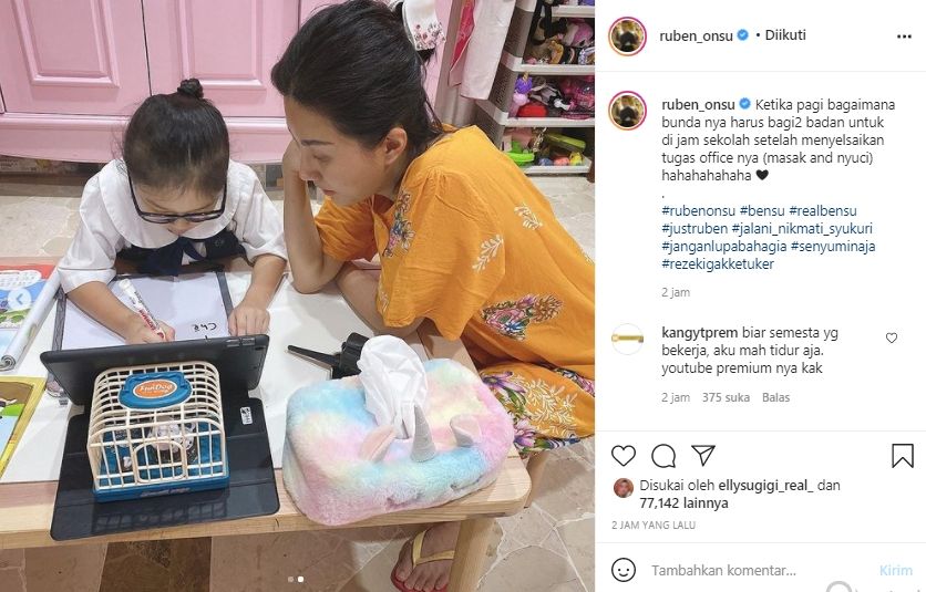 Sarwendah temani anak sekolah online (instagram.com)