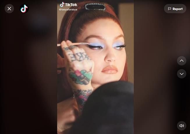 Makeup Gigi Hadid di acara Met Gala 2021. (TikTok/@tasyafarasya)