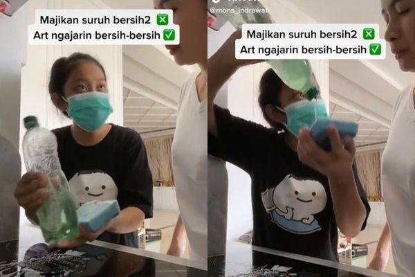 Viral ART Ajari Majikan Bersih-bersih dengan Ngegas. (TikTok)