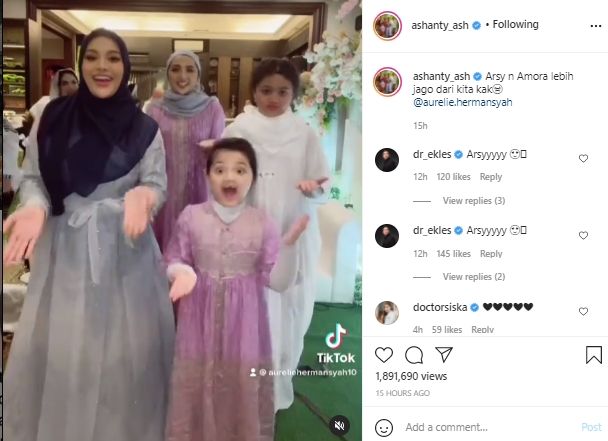 Ashanty, Aurel, Amora dan Arsy kompak joget TikTok bareng (instagram.com)