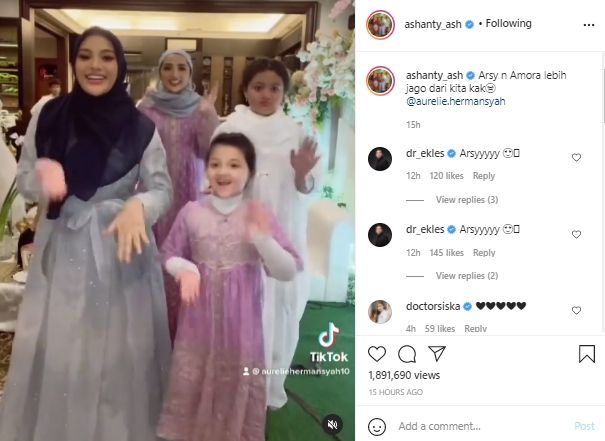 Ashanty, Aurel, Amora dan Arsy kompak joget TikTok bareng (instagram.com)