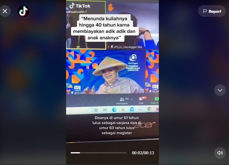 Viral Lelaki Berusia 58 Tahun Ikut Ospek, Ada Kisah Inspiratif di Baliknya. (Dok: TikTok/sakinahh.f)