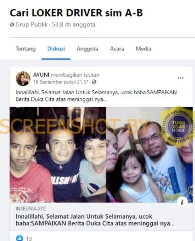 CEK FAKTA Viral Kabar 'Innalillahi Selamat Jalan Untuk Selamanya Ucok Baba'. (Turnbackhoax.id)