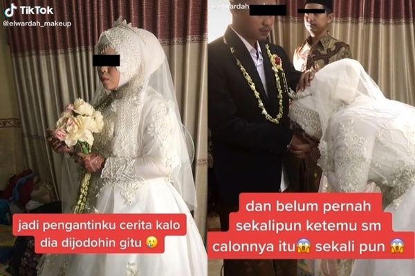 Viral Pengantin Bertemu dan Berkenalan Saat Nikah. (TikTok)