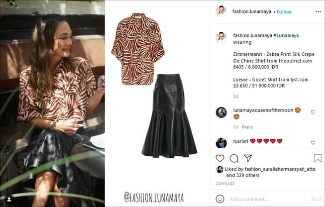 Detail harga busana yang dipakai Luna Maya saat foto endorse. (Instagram/@fashion.lunamaya)