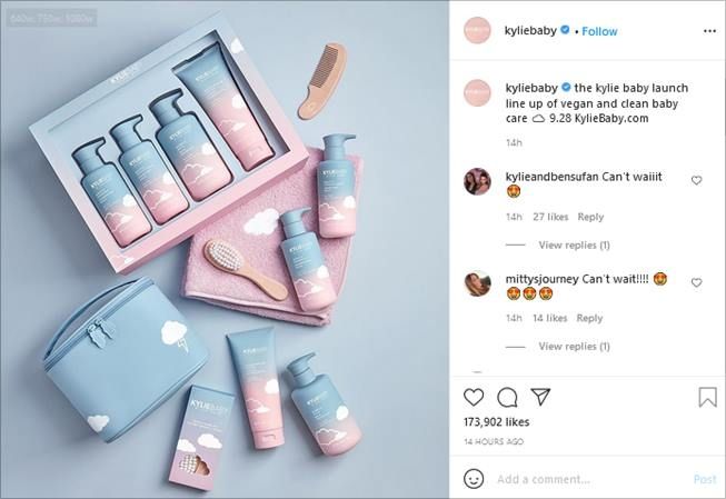Foto produk merek perawatan bayi milik Kylie Jenner, Kylie Baby. (Instagram/@kyliebaby)