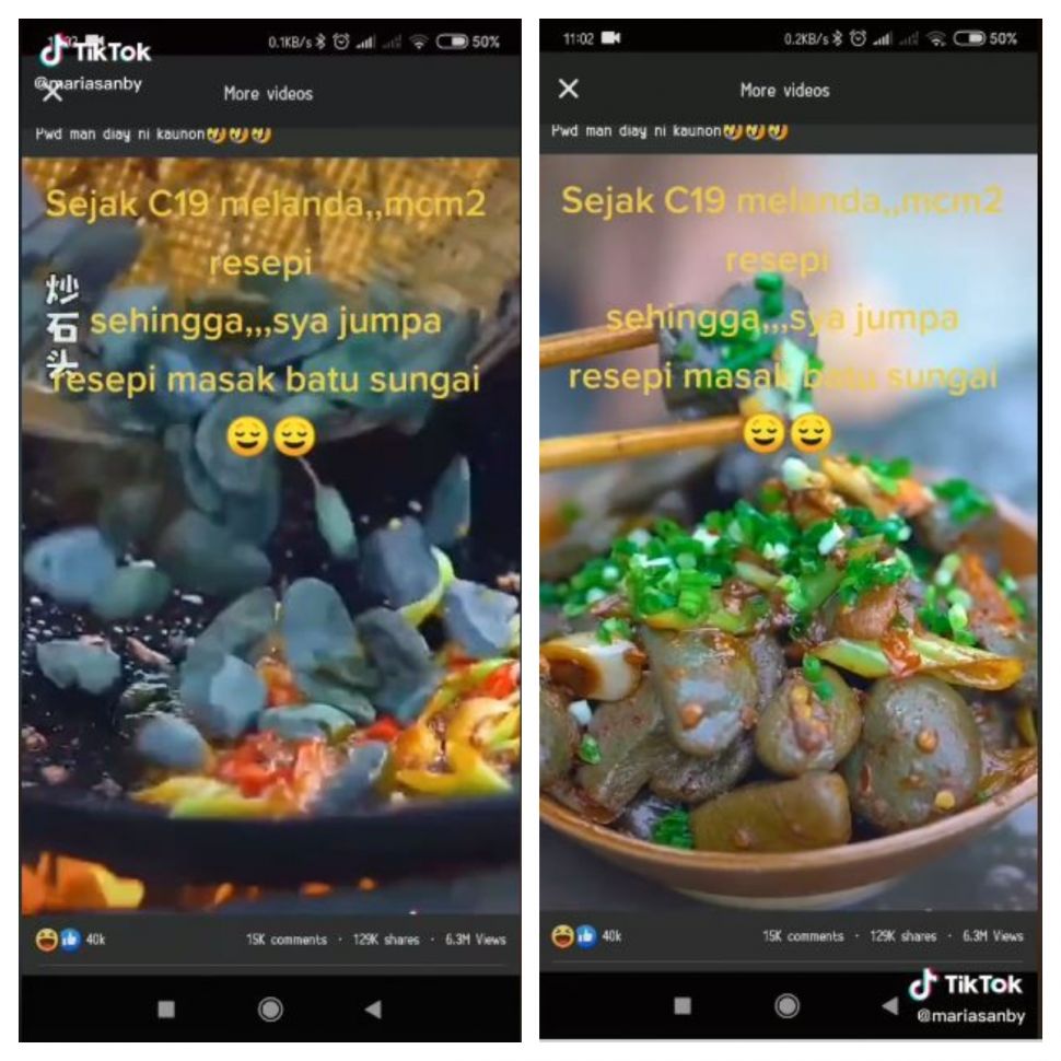 Masak batu sungai (TikTok @mariasanby)