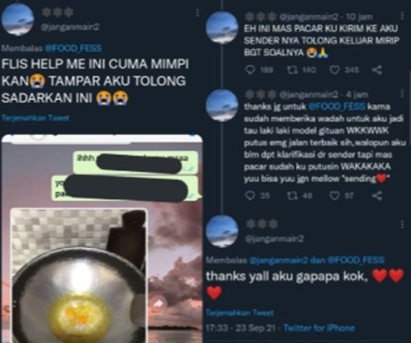 Viral Drama Goreng Telur Ceplok Bikin Perselingkuhan Terbongkar. (Twitter/@infotwitwor_)