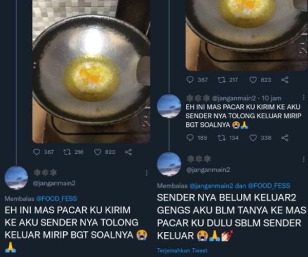 Viral Drama Goreng Telur Ceplok Bikin Perselingkuhan Terbongkar. (Twitter/@infotwitwor_)