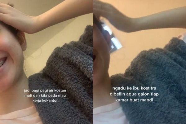 Viral Anak Kos Pamer Mandi Pakai Air Galon Karena Kepepet. (TikTok)