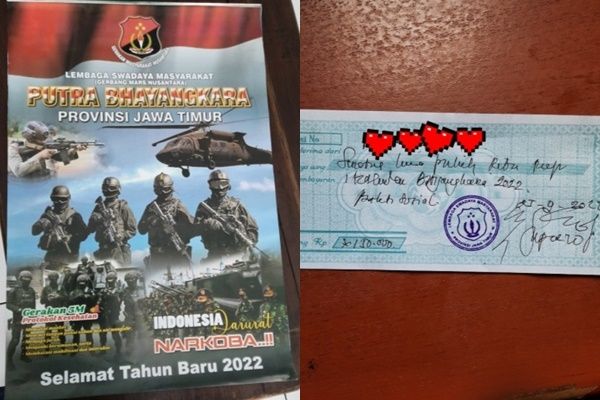 Viral Diduga Oknum Polisi Paksa Karyawan Pabrik Beli Kalender 2022. (Twitter/@txtdrberseragam)