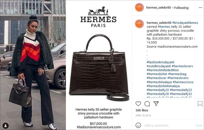 Koleksi tas Hermes milik Krisdayanti. (Instagram/@hermes_selebritii)