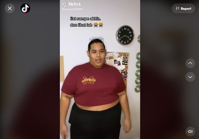 Video tragedi seleb TikTok beli baju crop top ini sudah ditonton lebih dari 8 juta kali. (TikTok/@sansan031020)