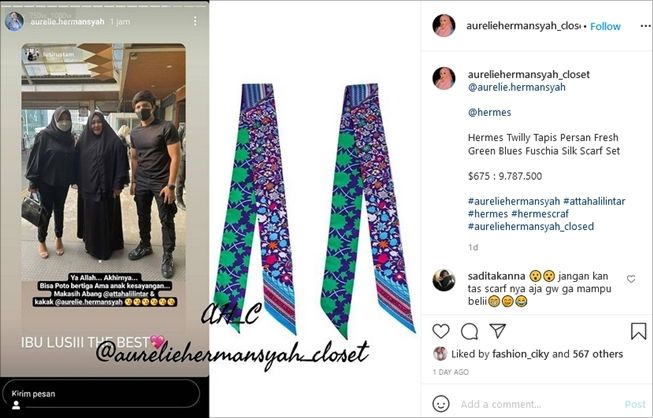 Harga aksesoris tas Aurel Hermansyah bikin syok setara cicilan rumah. (Instagram/@aureliehermansyah_closet)