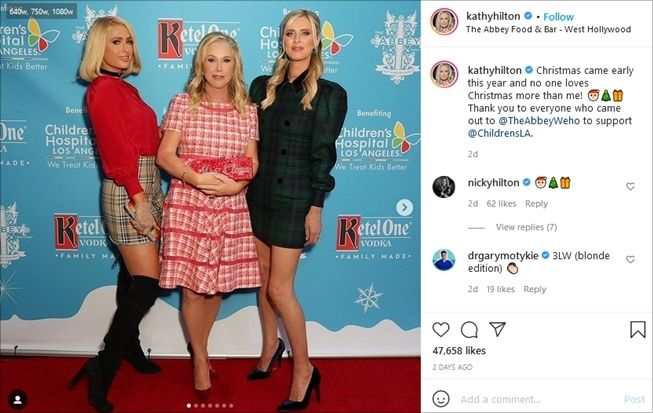 Aktris sekaligus sosialita, Kathy Hilton, masih memakai setelan kotak-kotak di acara amal. (Instagram/@kathyhilton)