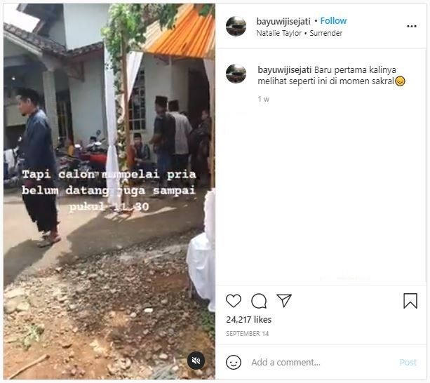 Viral Pengantin Pria Tak Kunjung Datang sampai Tamu Undangan Pulang (instagram.com/bayuwijisejati)