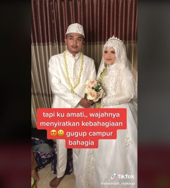 Viral Pengantin Dijodohkan, Pertama Bertemu di Hari Pernikahan (tiktok.com/@elwardah_makeup)