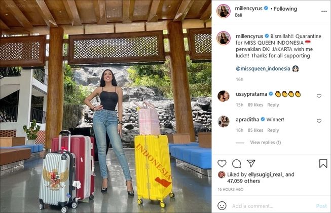 Potret Millen Cyrus mengikuti ajang kecantikan trasngender. (Instagram/@millencyrus)