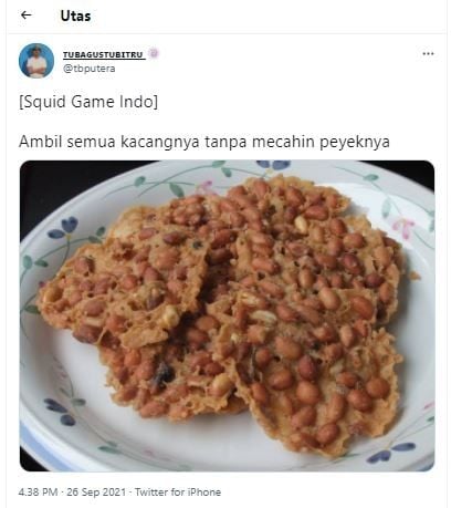 Squid game peyek kacang (Twitter @tbputera)