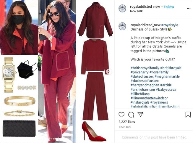 Outfit Meghan Markle saat mengunjungi sekolah dasar negeri Harlem. (Instagram/@royaladdicted_new)