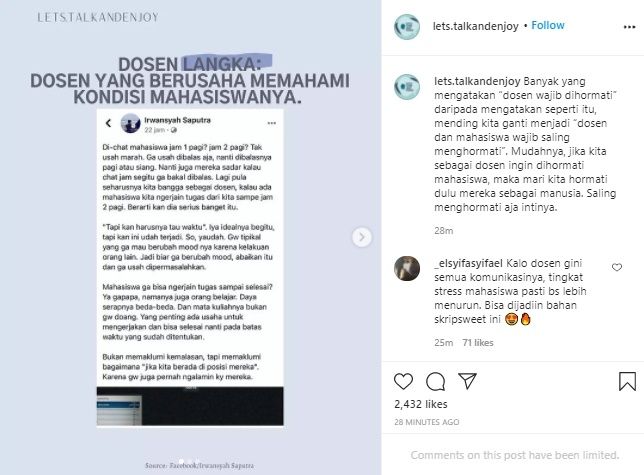 Viral Ajakan Jadi Dosen Langka. (Instagram/@lets.talkandenjoy)