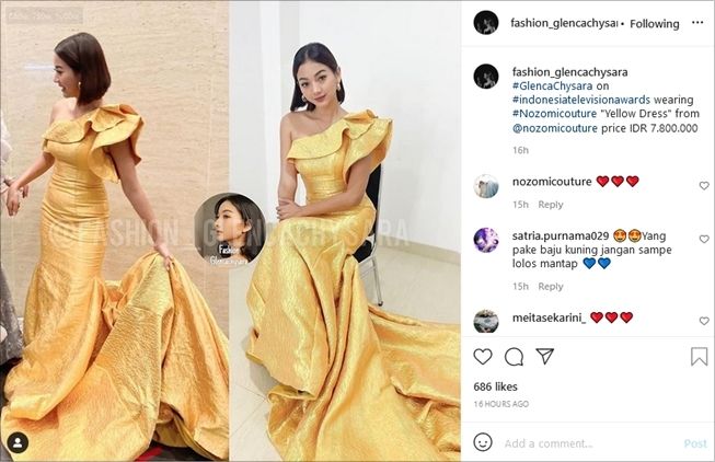 Harga gaun mewah Glenca Chysara di acara ITA 2021. (Instagram/@fashion_glencachysara)