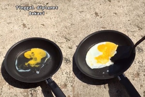 Viral Cewek Pamer Goreng Telur Pakai Sinar Matahari. (TikTok)