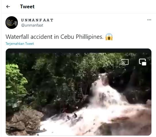 peristiwa tragis di air terjun Cebu, Filipina (Twitter @unmanfaat)