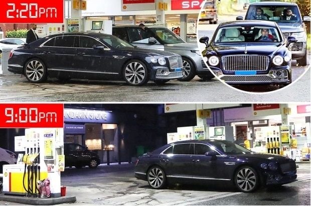 Bentley Cristiano Ronaldo antre di pom bensin. [Tangkapan layar The Sun]