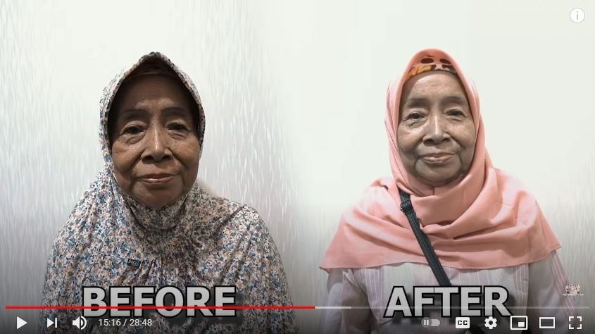 Momen Ashanty ajak seorang nenek perawatan. (YouTube/The Hermansyah A6)