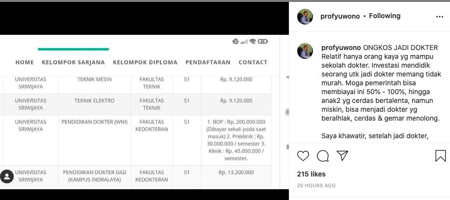 Unggahan Profesor Yuwono [instagram]