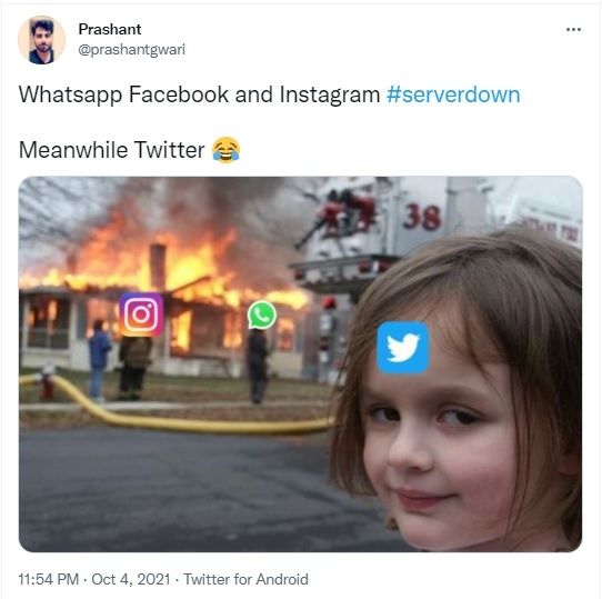 Meme Facebook, Instagram, dan WhatsApp down kemudian beralih ke Twitter. [Twitter]