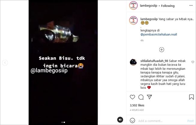 Viral kisah istri tak kunjung hamil, respons suaminya bikin emosi. (Instagram/@lambegosiip)