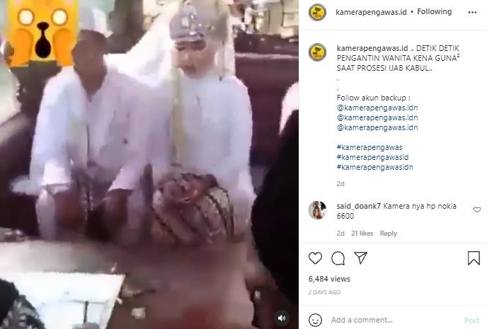 Viral Detik-detik Horor Pengantin Wanita Muntah Darah Saat Akad Nikah. (Instagram/@kamerapengawas.id)