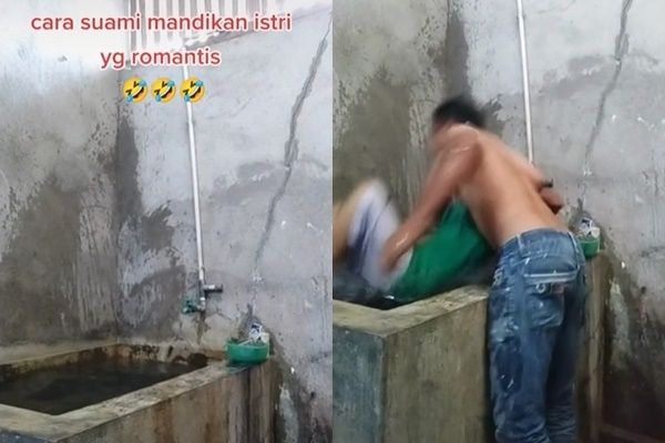 Viral Video Suami Pamer Mandikan Istri Dengan Romantis. (TikTok)