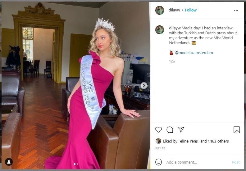 Ratu Kecantikan Belanda Batal Ikut Miss World karena Anti Vaksin (instagram.com/dilayw)