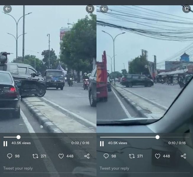 Viral pengemudi mobil mewah nekat putar arah. (Twitter/@Andrianugrahaa)