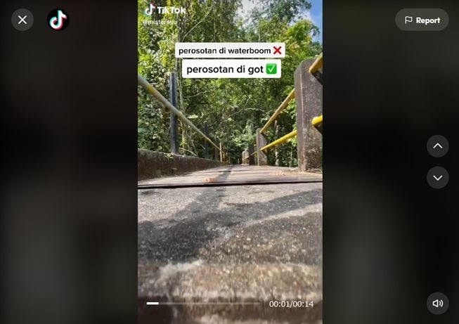 Viral pria main perosotan di tempat tak biasa, warganet ngeri kena pecahan kata. (TikTok/@mistersuu)