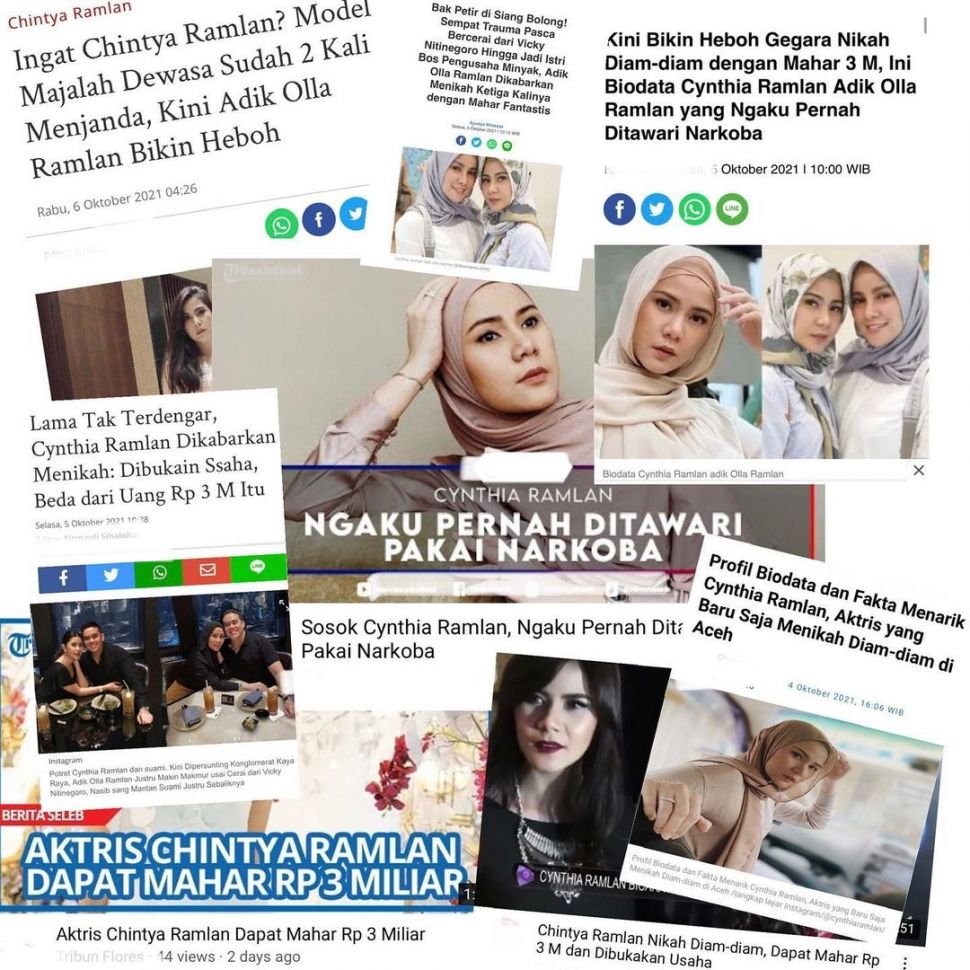 Cynthia Ramlan kesal nama dan wajahnya dibawa-bawa dalam pemberitaan soal Chintya Ramlan. [Instagram]